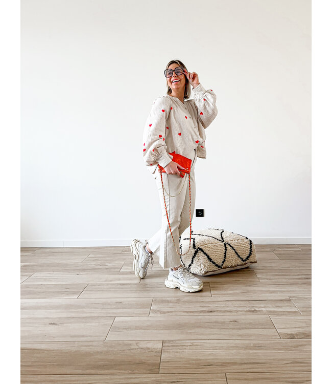 Cropped flared pants beige