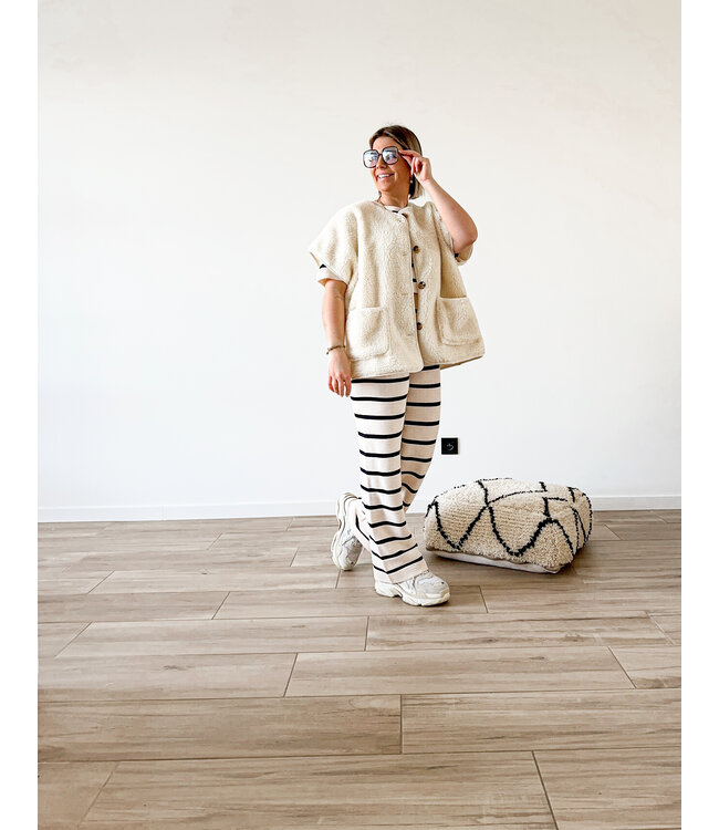 Striped pants beige/black