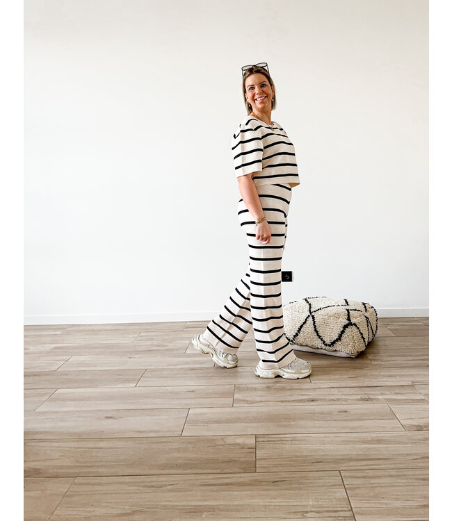 Striped top beige/black