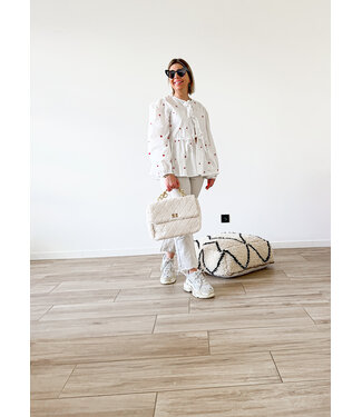 Cute white blouse little hearts