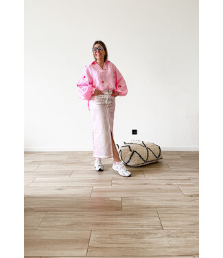 Washed shiny skirt pink