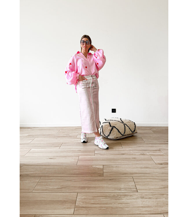 Washed shiny skirt pink