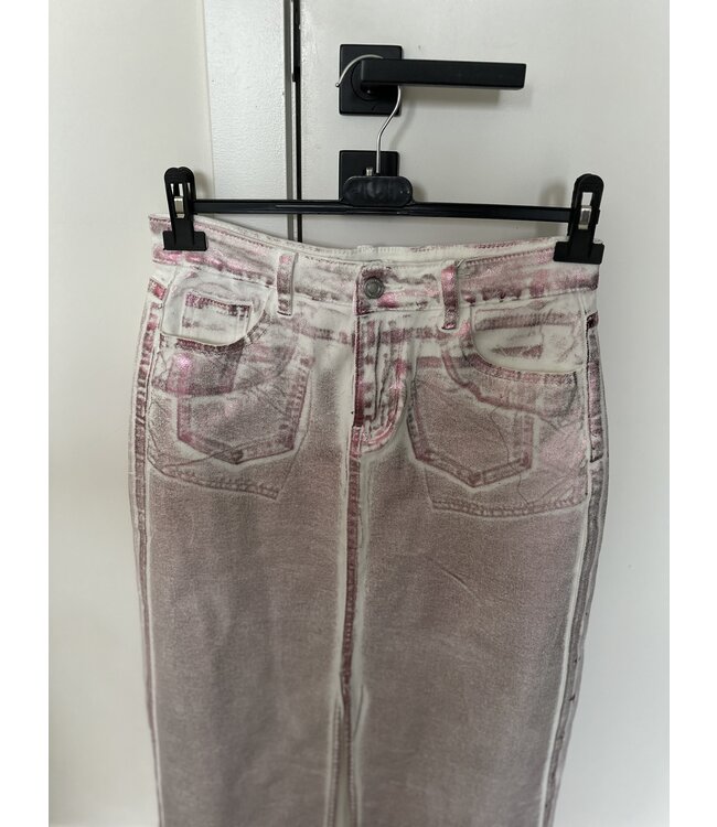 Washed shiny skirt pink