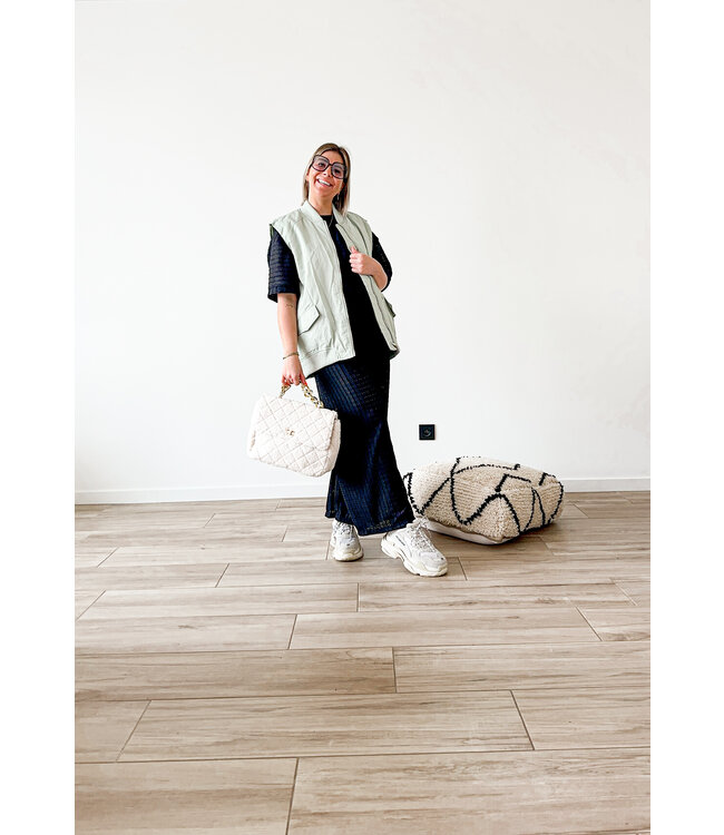 Sleeveless bomber pastel green