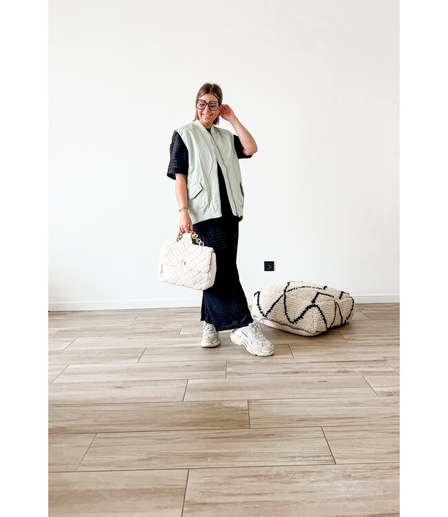 Sleeveless bomber pastel green