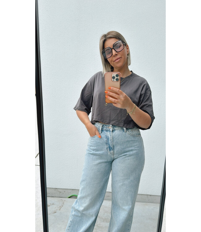 Cropped t-shirt dark grey