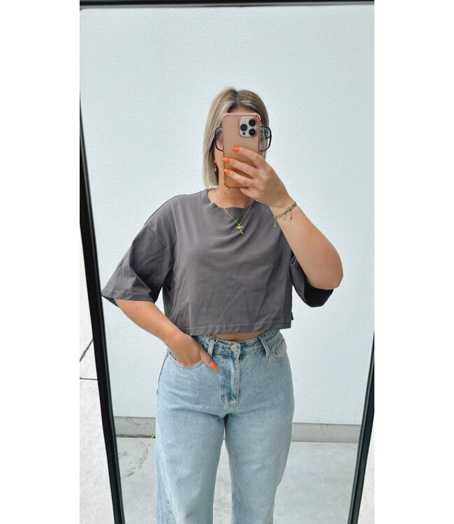Cropped t-shirt dark grey