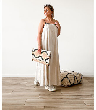 Beige dress black details