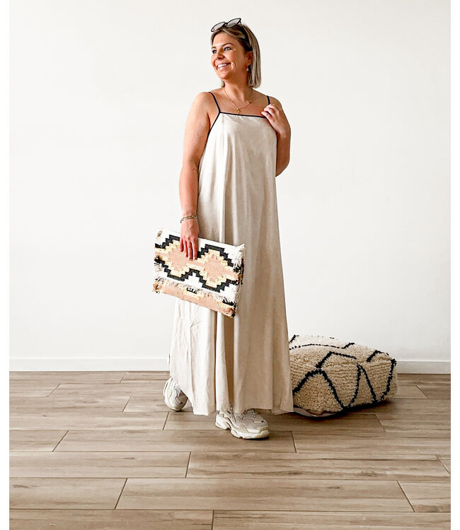 Beige dress black details