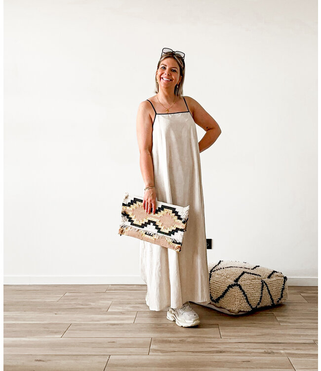 Beige dress black details