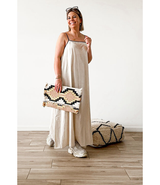 Beige dress black details