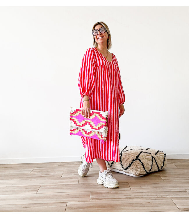 Oversized dress pink/red