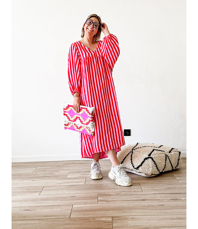 Oversized dress pink/red
