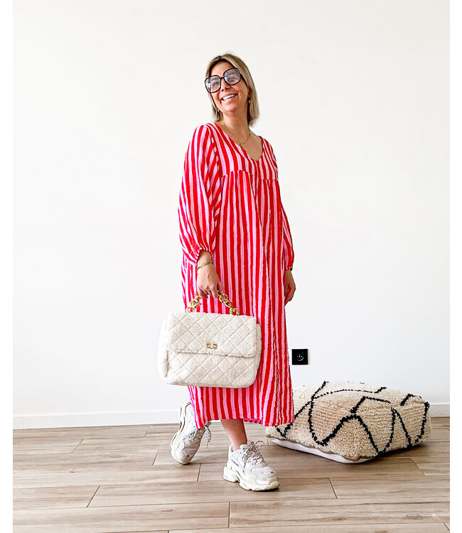 Oversized dress pink/red