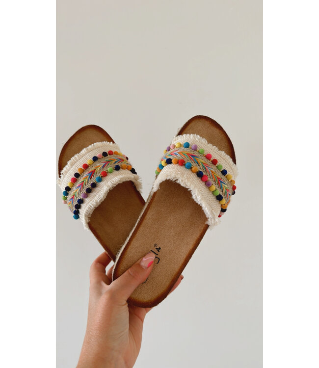 Boho rainbow slippers
