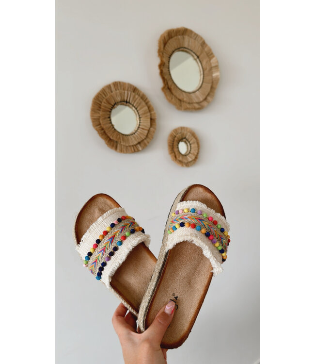 Boho rainbow slippers