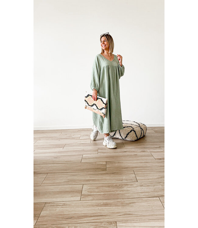 Oversized tetra dress khaki