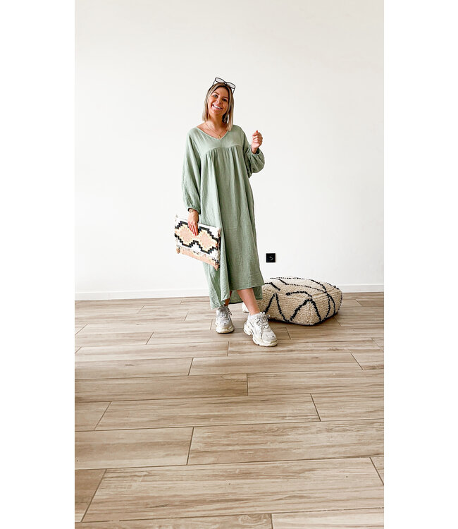 Oversized tetra dress khaki