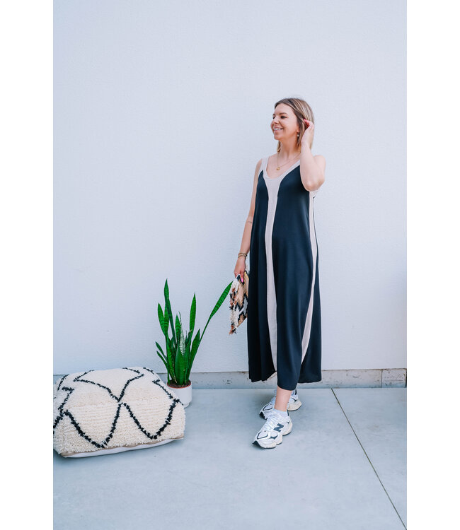 Maxi dress black/beige