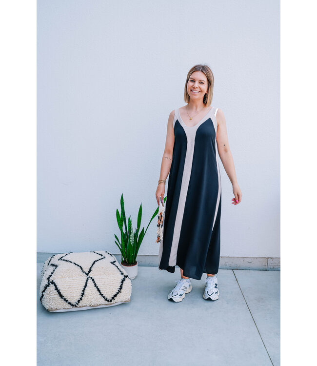 Maxi dress black/beige