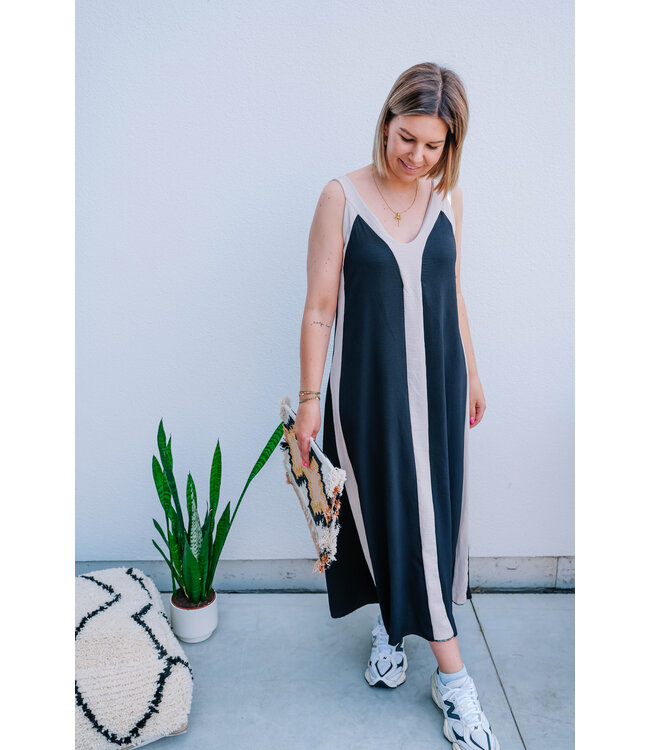 Maxi dress black/beige