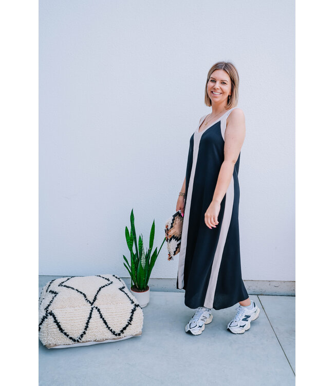 Maxi dress black/beige