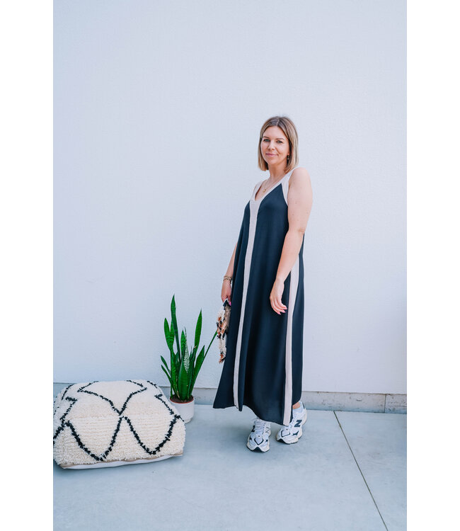 Maxi dress black/beige