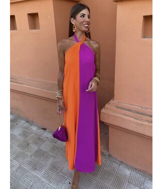 Summer dress orange/purple