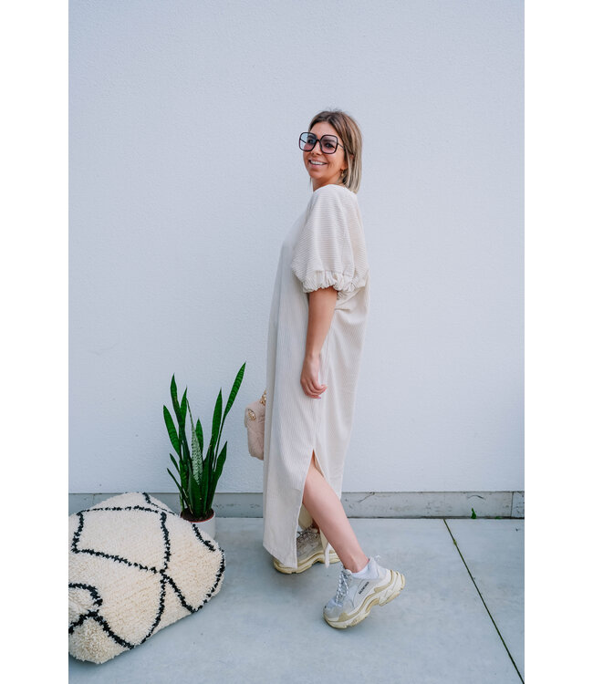 Corduroy dress light beige