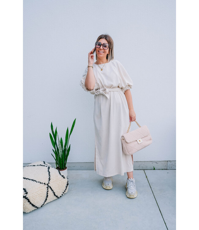 Corduroy dress light beige