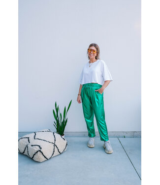 Metallic pants green