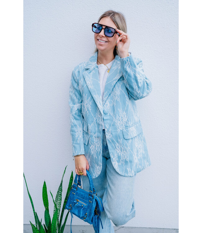 Lace blazer blue