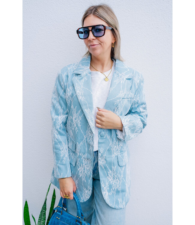 Lace blazer blue