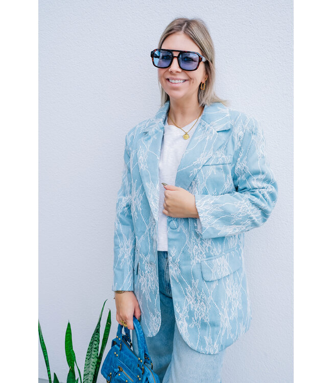 Lace blazer blue