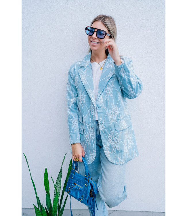 Lace blazer blue