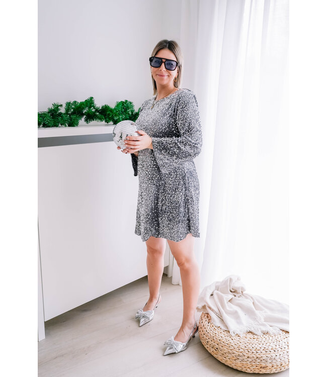 Cute sequins dress grey/silver