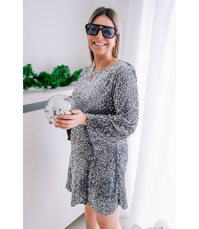 Cute sequins dress grey/silver