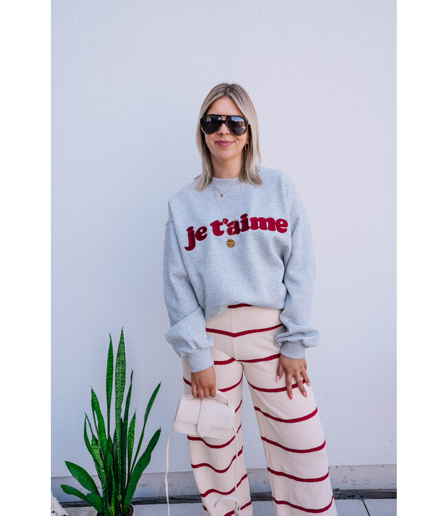 Striped pants cream/red