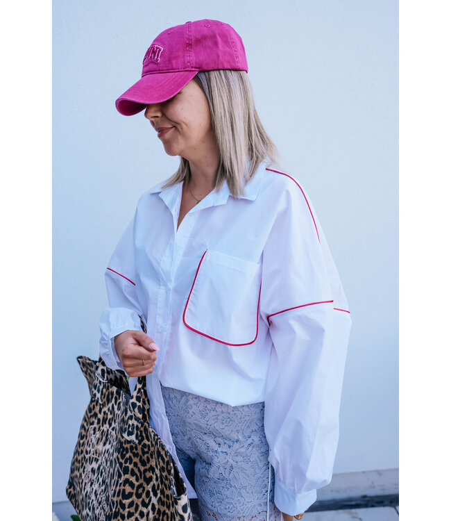 Oversized shirt fuchsia details