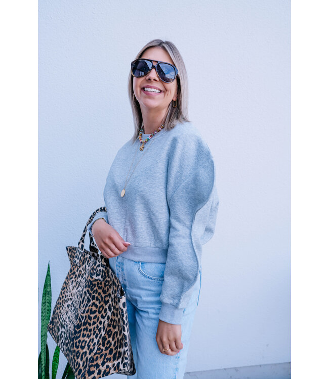 Cropped sweater special sleeves grey