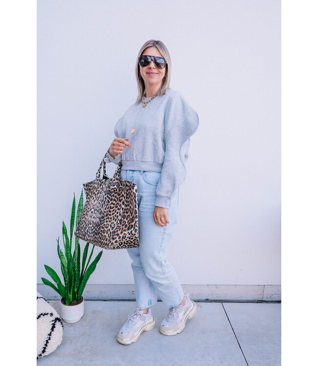 Cropped sweater special sleeves grey