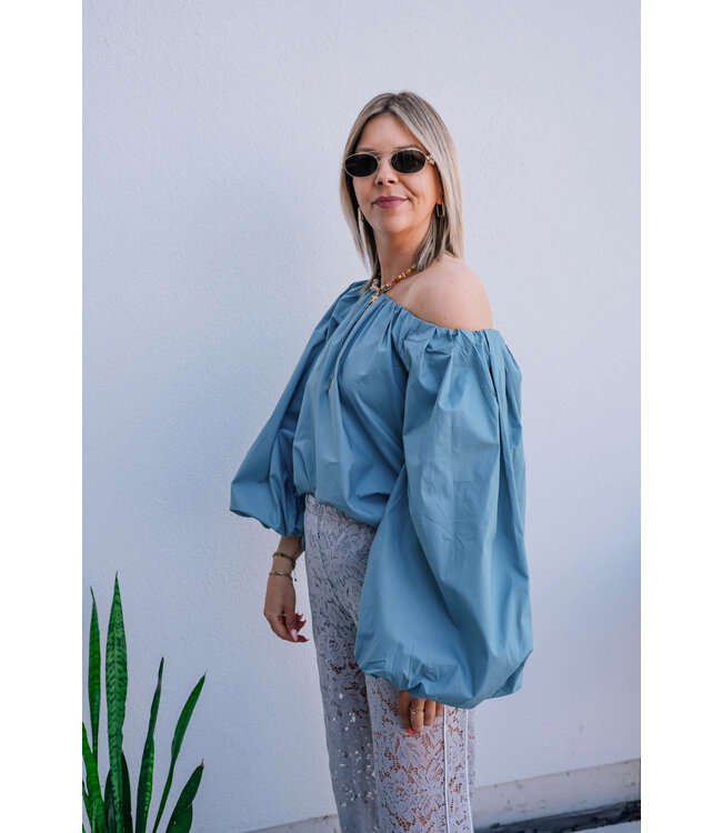 Off shoulder blouse ocean blue