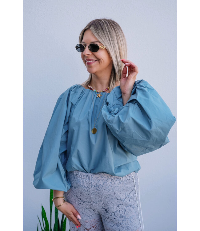 Off shoulder blouse ocean blue