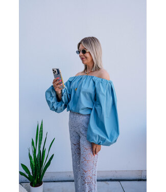 Off shoulder blouse ocean blue