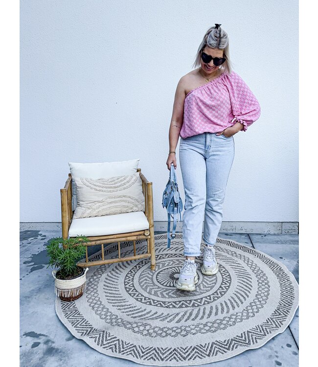 Terry one shoulder top pink