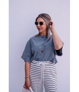 Cropped washed tee grey