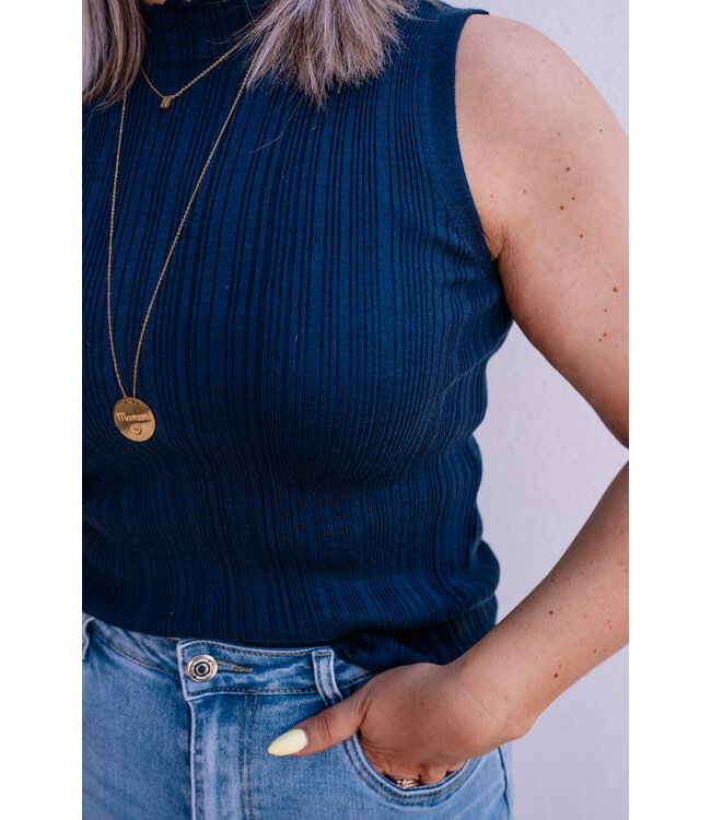 Basic ripped top navy