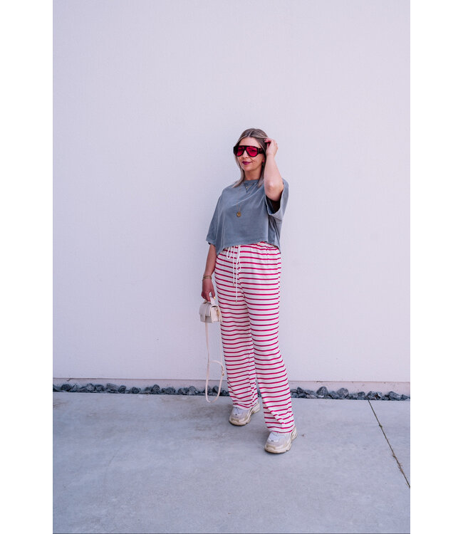 Striped pants fuchsia