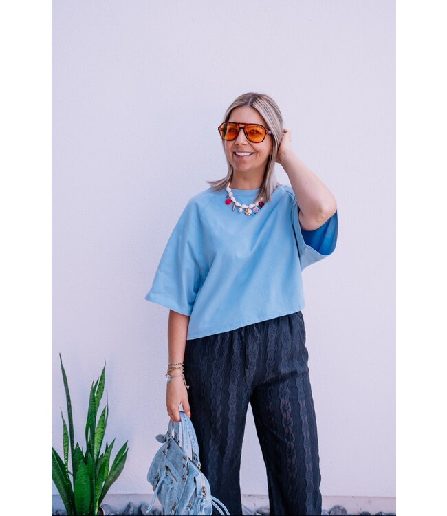 Cropped t-shirt light blue