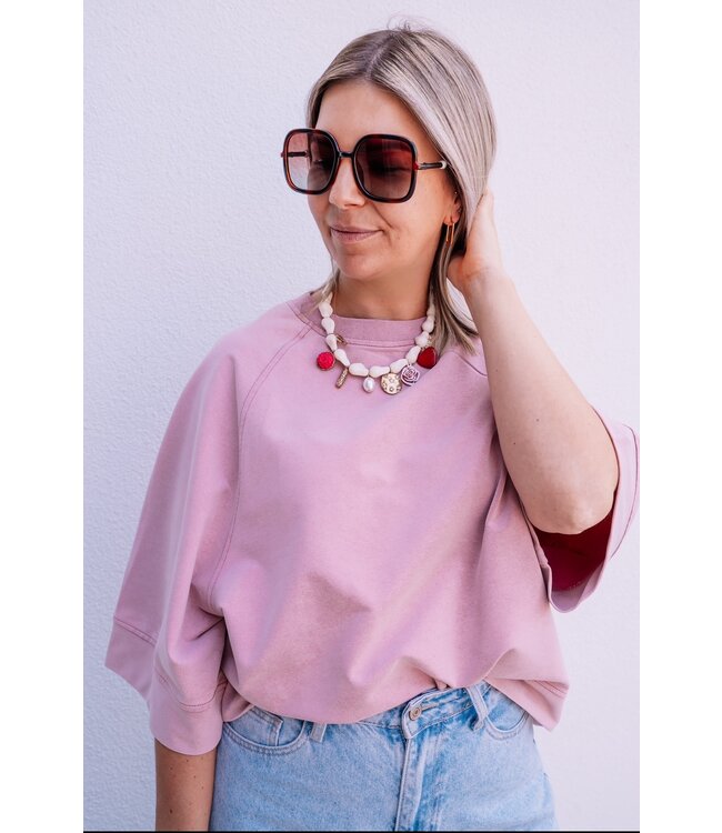 Wide sleeve top rose